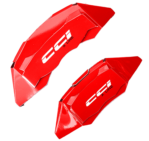 Set of 4 MGP Caliper Covers 20218SHONRD Red Powder Coat Finish Honda Engraved Caliper Cover with Silver Characters 